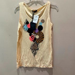 Numph Vanilla Tank Size 38 (Small) with charming abstract design on front